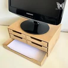 Gaveteiro p/ folha sulfite 5 gavetas em MDF material escritório suporte para monitor