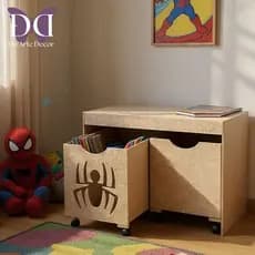 Organizador de Brinquedos Heróis Bancada Infantil 2 Gavetas Com Rodinhas em MDF