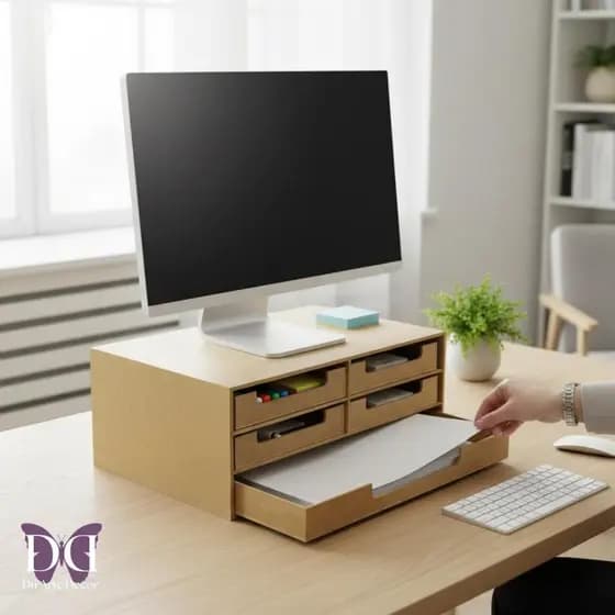 Gaveteiro p/ folha sulfite 5 gavetas em MDF escritório suporte para monitor