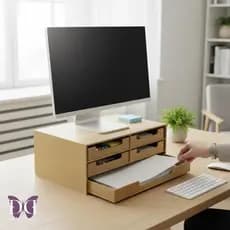 Gaveteiro p/ folha sulfite 5 gavetas em MDF escritório suporte para monitor