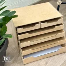 Gaveteiro p/ Folhas Sulfite A4 c/ 6 Gavetas em mdf  p/ Escritório Suporte  Monitor