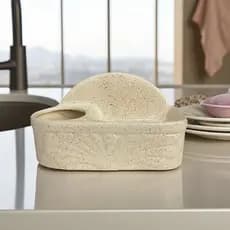 Porta Detergente Sabão Chapiscado Creme Em Cerâmica Pintado Á Mão