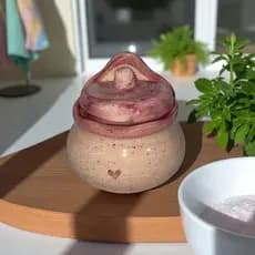 Saleiro Pequeno De Cerâmica Rosa Coração Decorado a Mão Decoração Cozinha Saleiro De Parede