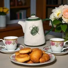Chaleira Bule De Chá Café Verde Feito em Cerâmica Decorado Pintado a Mão