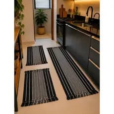 Kit Tapete de Cozinha 3 Peças Luxo Passadeira Grande Decorativa