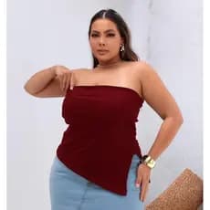 Blusa Bata Assimétrica Plus Size Tomara que Caia Marsala, Vinho  Elegante, Estilosa Do ,G1 G2 e  G3