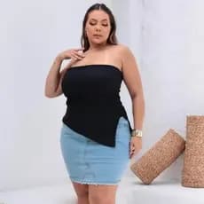 Blusa Bata Assimétrica Preta Feminina  Verao  Plus size Elegânte Conforto e Caimento Perfeito Festas