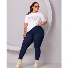 Calça Legging Feminina Plus Size Montaria Cintura Alta  Azul Marinho Inverno Frio Grossa Tendencia