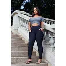 Calça Legging Montaria Gorgurão com Bolsos Tec Canelado Grosso  P ao GG Inverno vc