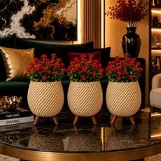 Kit 3 Vaso Decorativo Espiral Cachepô Minimalista Enfeite Decoração Casa Sala Rack Planta Artificial