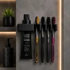 Suporte Escova Dentes Porta Pasta Dental Organizador Banheiro Autoadesivo Parede