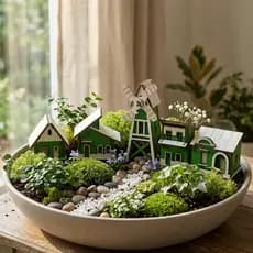 Maquete Escola Casinhas Ferromodelismo Decoração De Jardim