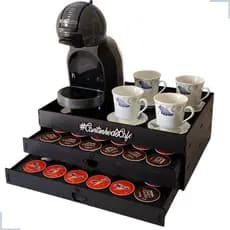 Bandeja Porta Cápsula Dolce Gusto 2 Gavetas Cantinho do Café 48 Capsulas Preto