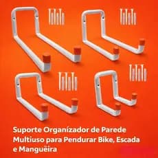 Suporte Organizador de Parede Multiuso para Pendurar Bike, Escada e Mangueira
