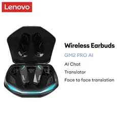 Lenovo GM2 PRO AI Voice Tradução Instantânea Fones De Ouvido Para Jogos De Baixa Latência HD Chamada Bluetooth 5.4