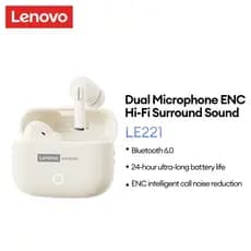 Fone De Ouvido Bluetooth Lenovo LE221 , Som Surround De Alta Fidelidade , Baixa Latência , 6.0