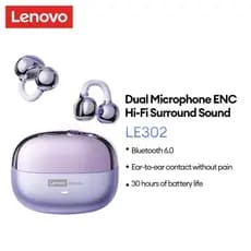 Lenovo LE302 Fones De Ouvido Para Jogos , Bluetooth , Baixa Latência , IPX5 , À Prova D'água , Alta Fidelidade , Qualida