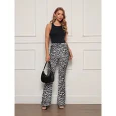 ALETHEIA - CALÇA FEMININA MONTARIA FLARE COM ESTAMPA DE ONÇA CALÇAS NEOPREME BOTA CINTURA ALTA