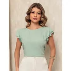 ALETHEIA - BLUSA FEMININA ELEGANTE TECIDO VISCOSE BABADO MANGA LEVE E CONFORTAVEL- BLUSAS FEMININAS