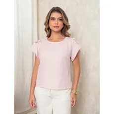 Blusa Feminina Manga Tulipa em Poliéster Viscose Leve Elegante Confortável Modelagem Solta Casual