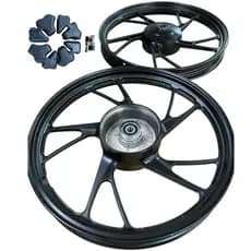 Jogo De Rodas Cg 150 Titan 150 Cg 160 Start Freio A Tambor (Lona) Pé De Galinha Cor Preto