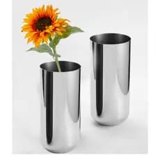 1 Vaso Decorativo Cilíndrico Metálico Prateado – 23 x 10 cm