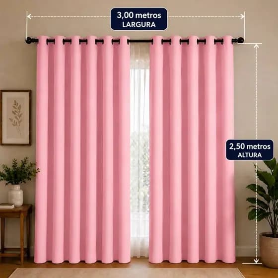 Cortina Premium 3,00m x 2,50m – Elegância e Sofisticação para Sala, Quarto e Escritório  Transforme seus ambientes com a
