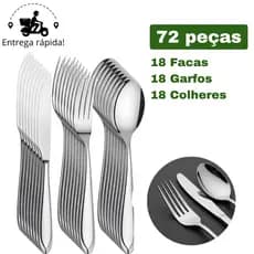 Jogo de Talheres 18 36 54 e 72 Peças Garfo Faca e Colher Prime Cozinha Aço Inox Premium GR