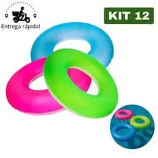 Kit 12 Bóia Inflável Circular Neon Redonda de Piscina 85cm para Criança e Adulto GR