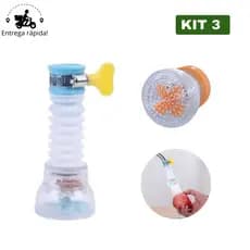 Kit 3 Arejador de Torneira 360° Ajustável com Filtro e Extensor Flexível GR