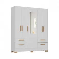 Guarda Roupa de Casal Vitoria 5 Portas 4 Gavetas Branco Atualle
