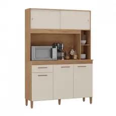 Cozinha Compacta Ceara 5 Portas 1 Gaveta Canelato com  Off White Atualle