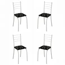 Conjunto de 4 Cadeiras Rio Liso Branco Assento Preto Lirio Teixeira