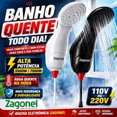 Chuveiro Elétrico Zagonel Sublime Ducha Eletrônica 110V 5500W ou 220V 7500W Branco ou Preto