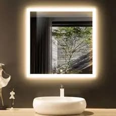 Espelho Quadrado LED 50x50 cm para Banheiro Lavabo Penteadeira e Decoração