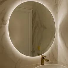 Espelho Redondo com LED Lapidado 30cm 40cm 50cm para Banheiro Quarto Sala Decorativo Moderno
