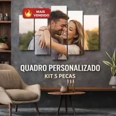 Quadro Personalizado com Sua Foto 80x50 cm Kit 5 Peças Decorativo Alta Qualidade para Sala Quarto