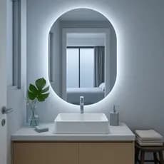 Espelho Oval com LED 40x50 cm Decorativo para Banheiro Lavabo Penteadeira