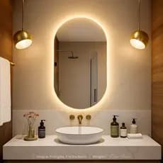 Espelho Oval com LED para Banheiro Lavabo Penteadeira Quarto Sala Decorativo