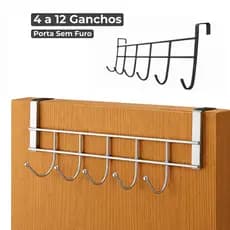 Cabideiro Porta Sem Furo Multi Ganchos Organizador Roupas Toalhas