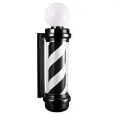 Barber pole giratório iluminado Preto e Branco