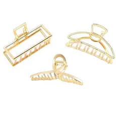 KIT 3 peças Piranha tamanho M de metal vários modelos blogueira !! Envio Imediato dourado