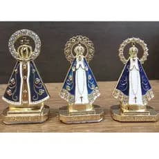 kit 3 Santinha Nossa Senhora Aparecida Painel P Carro Dupla Face Branca (metal)