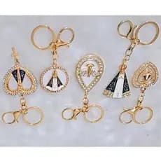 kit 2 Chaveiros Nossa Senhora Aparecida com Strass - Banho Dourado