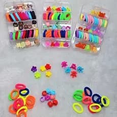 kit Acessórios para Cabelo Infantil com Elásticos e Presilhas Coloridos