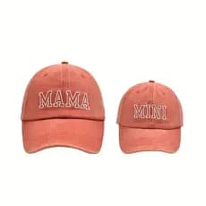 2 Peças De Bonés De Beisebol Bordados " MAMA " E " MINI " Combinando , Chapéus Pontiagudos De Proteção Solar , Conjunto