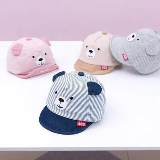 Boné de Beisebol Baby Bear Novo para Primavera Verão, Boné de Sol Fofo com Estampa de Desenho Animado, Bonés Snapback de