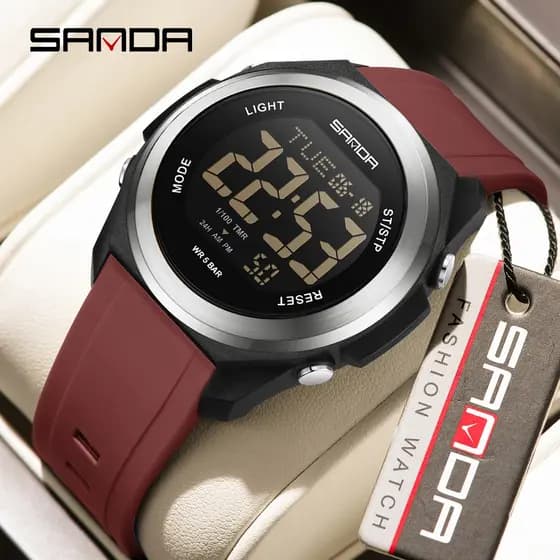 SANDA 2199 Relógios Para Homem Esportes Cronógrafo Luminoso Despertador Masculinos À Prova D'água-7