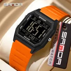 SANDA 6355 Esportes Relógios Digitais Para Homem Multifuncional Luminoso Despertador Calendário Contagem Regressiva Moda