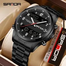 SANDA 9119 Pulseira De Relógio Eletrônico Masculino Calendário À Prova D'água Luminoso Relógios Digitais Multifuncionais
